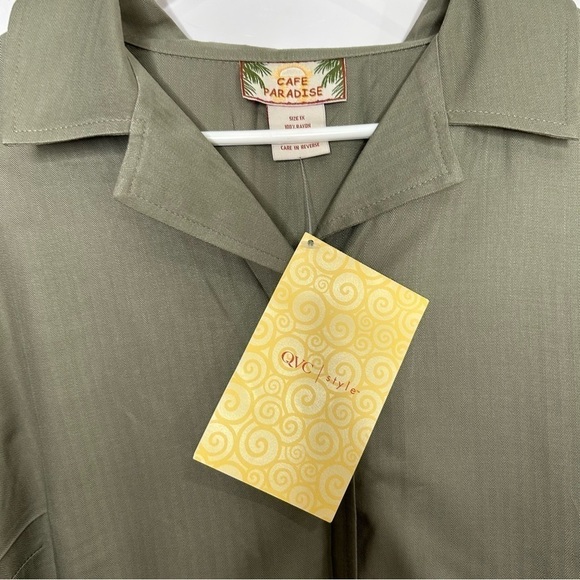 New Cafe Paradise Women’s Button Up Blouse Size 1X Green BNWT - Picture 2 of 4